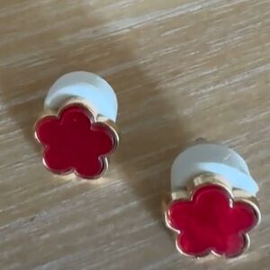 Elegant Red Flower Stud Earrings